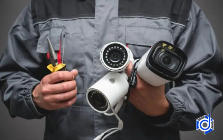 نمایش چند دوربین مداربسته که اقایی میخواهد آنها را تعمیر کند