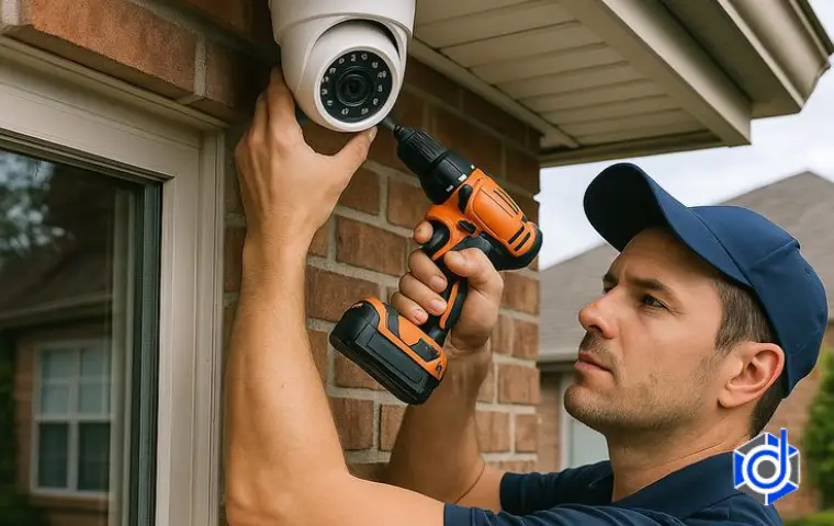 مردی در حال نصب دوربین مداربسته شیراز