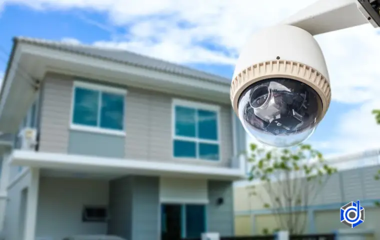 تصویر دوربین مداربسته به رنگ سفید در محیط بیرون از خانه