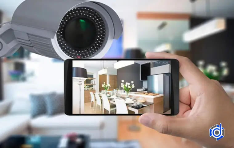 فردی در حال تماشای خانه با دوربین مداربسته 