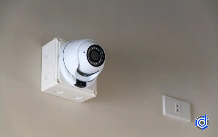 دوربین مداربسته نصب شده روی دیوار به رنگ سفید