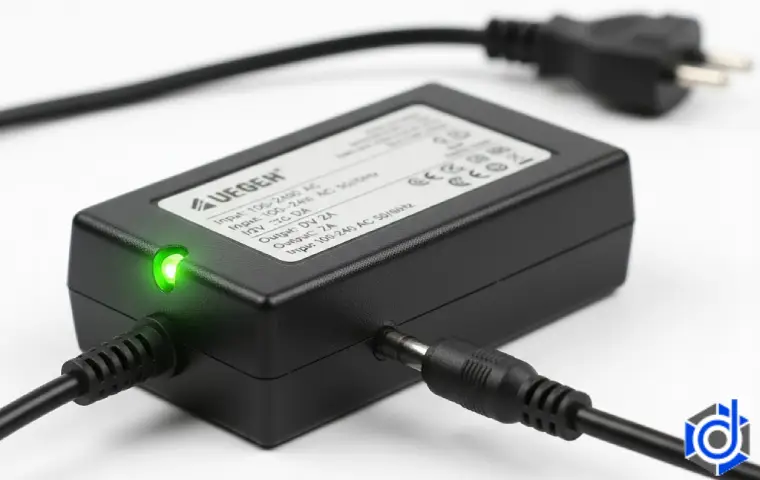 تصویری نزدیک از یک آداپتور مجزای دوربین مداربسته