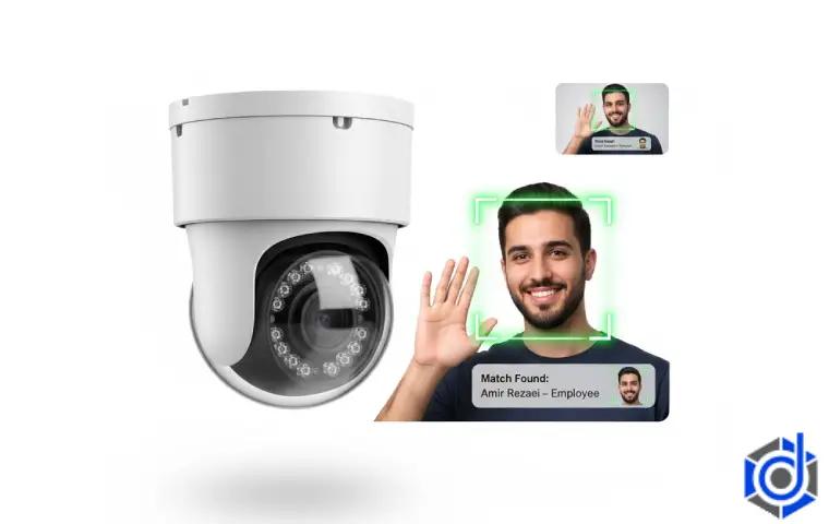 دوربین تشخیص چهره در حال تشخیص چهره یک آقا