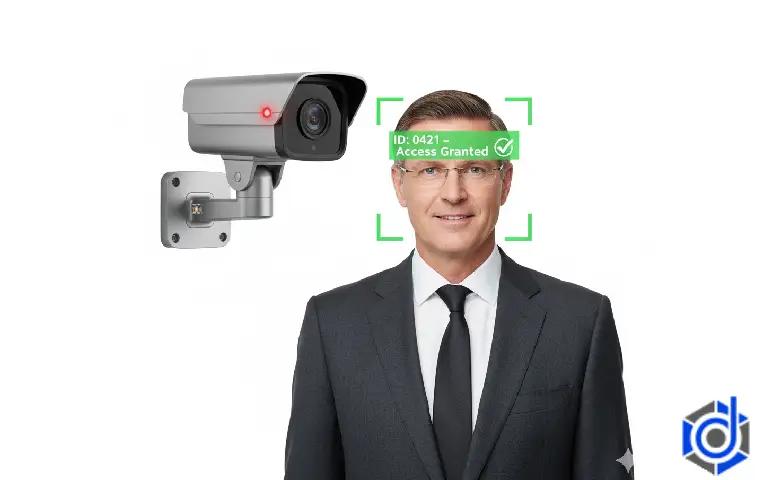 دوربین تشخیص چهره در حال تشخیص چهره یک آقا